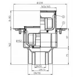 Трап с сухим сифоном с метал-ким подрамником HL 3100Pr