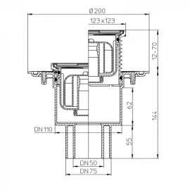 Трап с сухим сифоном с метал-ким подрамником HL 310Npr-3000 