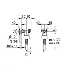 Клапан заливной боковой (лат. резьба) 3/8" Grohe