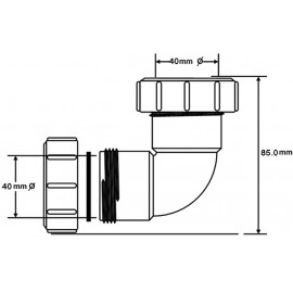 Отвод 90° Ø40 ц/ц McAlpine 40A-WH