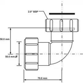 Отвод 90° Ø50х2" накидная гайка McAlpine 50FS