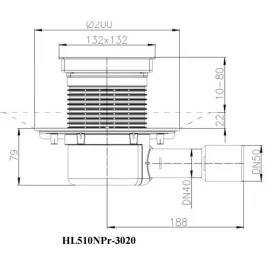 Трап с надставным элементом под плитку HL 510NPr-3020