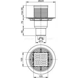 Трап канализационный вертикальный Ø50 Alcaplast APV202