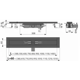 Душевой лоток из нерж. стали 300мм Alcaplast APZ101