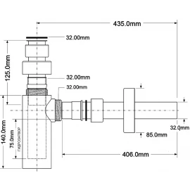 Сифон бутылочный для раковины CA32EU-SN (никель) McAlpine