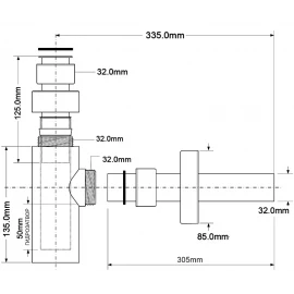 Сифон бутылочный для раковины CA32MINI-AB McAlpine