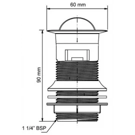 Донный клапан для раковины с переливом CW60SP-CB McAlpine