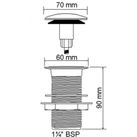Донный клапан для раковины без перелива CWU70-CB McAlpine