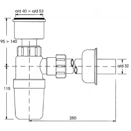 Сифон бутылочный для писсуаров Ø32 McAlpine HC2P