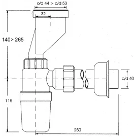 Сифон для писсуаров со смещением Ø40 McAlpine HC2PO-40