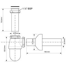 Сифон бутылочный для раковины MR3237-AB-NW McAlpine