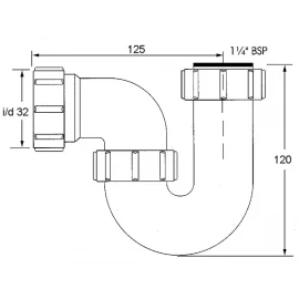 Сифон трубный 11/4"х32 McAlpine MRBD1