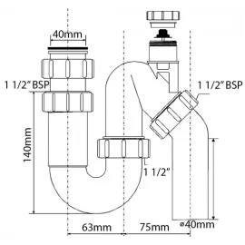 Сифон трубный с вентиляционным клапаном McAlpine MRSK12V