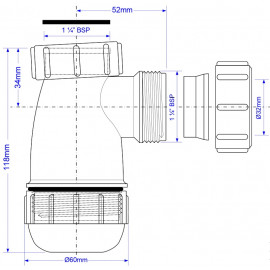 Сифон бутылочный 11/4"х32 McAlpine MRW2-NW-MINI