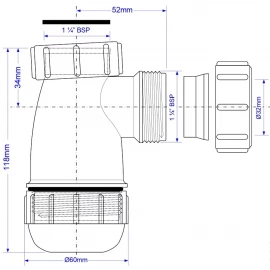 Сифон бутылочный 11/4"х32 McAlpine MRW2-NW-MINI