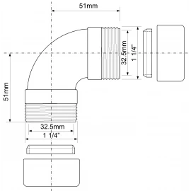 Хромированный отвод Ø32 90° McAlpine 32A-CB