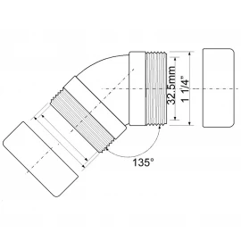Хромированный отвод Ø32 135° McAlpine 32B-CB