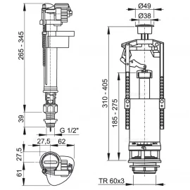 Арматура для бачка нижняя 1/2" Alcaplast SA2000SK
