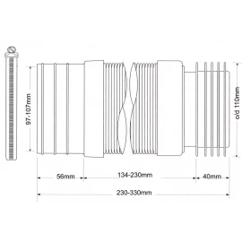 Гофра для унитаза с хомутом McAlpine (230-330мм) WC-F23RJ