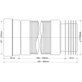 Гофра для унитаза McAlpine (330-850мм) WC-F33R