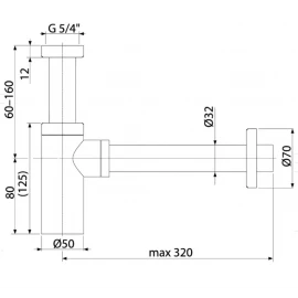 Сифон бутылочный для раковины A400 (бронза) Alcaplast