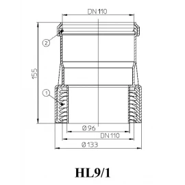 Переход на чугун Ø110 HL 9/1