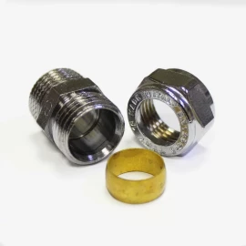 Муфта обжимная с наружной резьбой Ø15х1/2" хром Tiemme