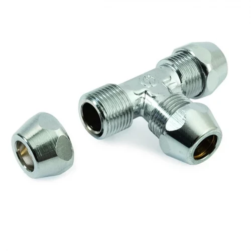 Тройник обжимной Ø10 хром General Fittings