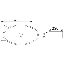Раковина подвесная/накладная 430х290 мм CeramaLux 9100R