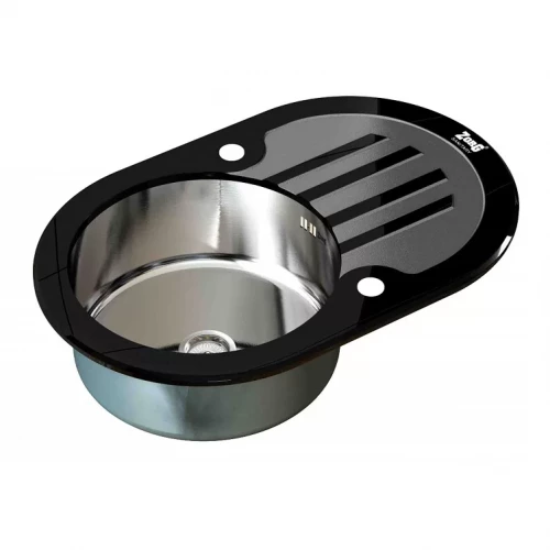 Мойка из нержавеющей стали  Zorg Inox Glass (черное стекло) 7851-OV