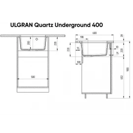 Мойка подстольная (асфальт) 400х400 мм Ulgran Quartz 400-09