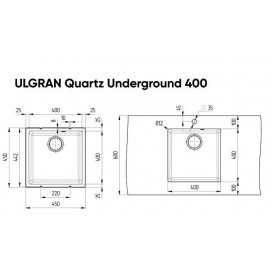 Мойка подстольная (асфальт) 400х400 мм Ulgran Quartz 400-09