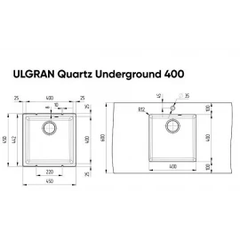 Мойка подстольная (асфальт) 400х400 мм Ulgran Quartz 400-09