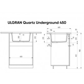 Мойка подстольная (платина) 450х400 мм Ulgran Quartz 450-04