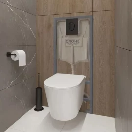 Инсталляция с черной овальной кнопкой Grohe Rapid