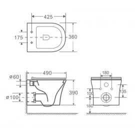 Унитаз подвесной CeramaLux 2619E