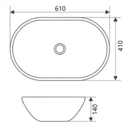 Раковина накладная 610х410 мм CeramaLux 78327-1MB