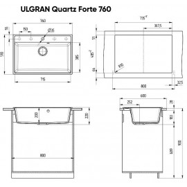 Мойка кварцевая (космос) 760х510 мм Ulgran Quartz Forte 760-08