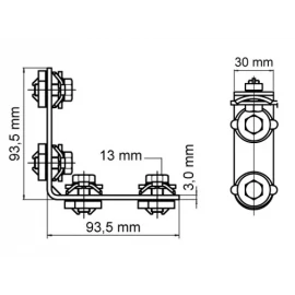 Угловой соединитель 90° на 4 отверстия Walraven 6584001