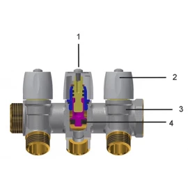 Коллектор регулировочный 1"х1/2" на 2 выхода General Fittings