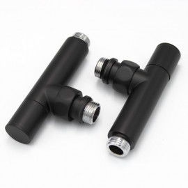 Комплект радиаторных кранов 1/2" (черный мат.) Luxon