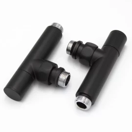 Комплект радиаторных кранов 1/2" (черный мат.) Luxon