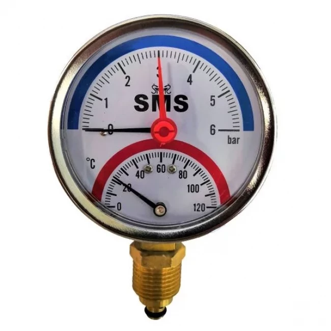 Термоманометр 6 бар вертикальный 120°C SMS