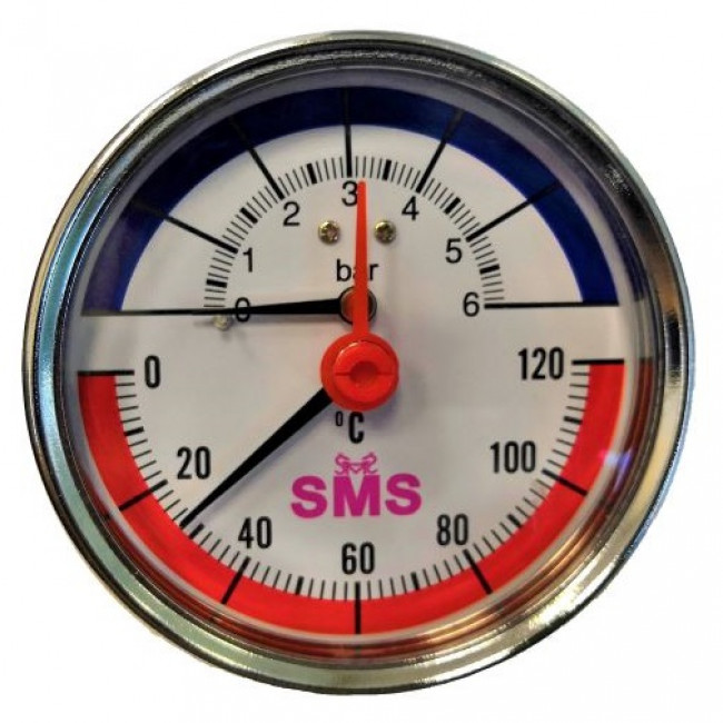 Термоманометр 6 бар горизонтальный 120°C SMS