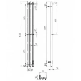 Электрический полотенцесушитель (черный) 140/12 Х-3 Plaza NEO Двин