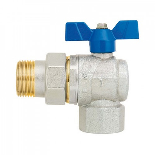 Кран угловой с американкой 3/4" (син.) F.I.V. Evolution