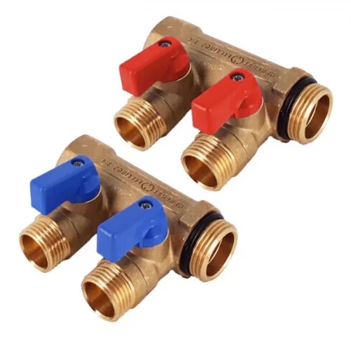 Коллектор с кранами 1"х1/2" на 2 выхода General Fittings