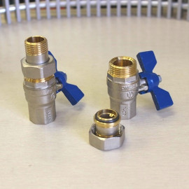 Кран шаровой с американкой 3/4" (син.) F.I.V. Evolution