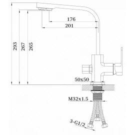 Смеситель для кухни (песок) Ganzer 12025М