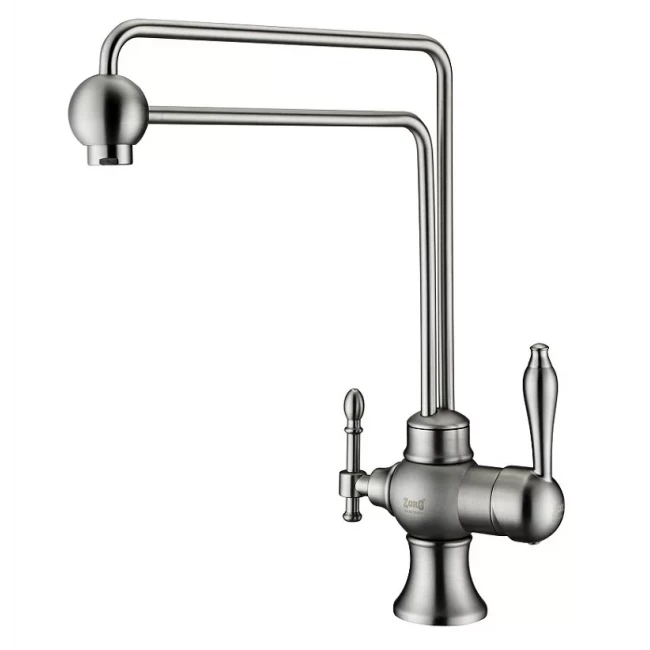 Смеситель кухонный 2 в 1 под фильтр (сталь) 345 Steel Zorg